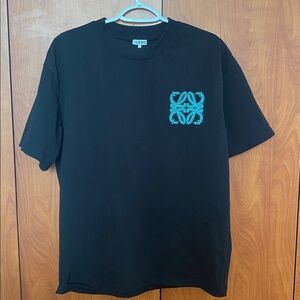 Loewe Black Tee with Turquoise Design